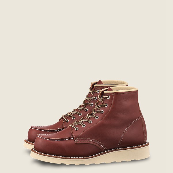 Red Wing Heritage Bot Bayan - 6-Inch Classic Moc - Short Atanado Deri - Bordo - 72XNCAWOU